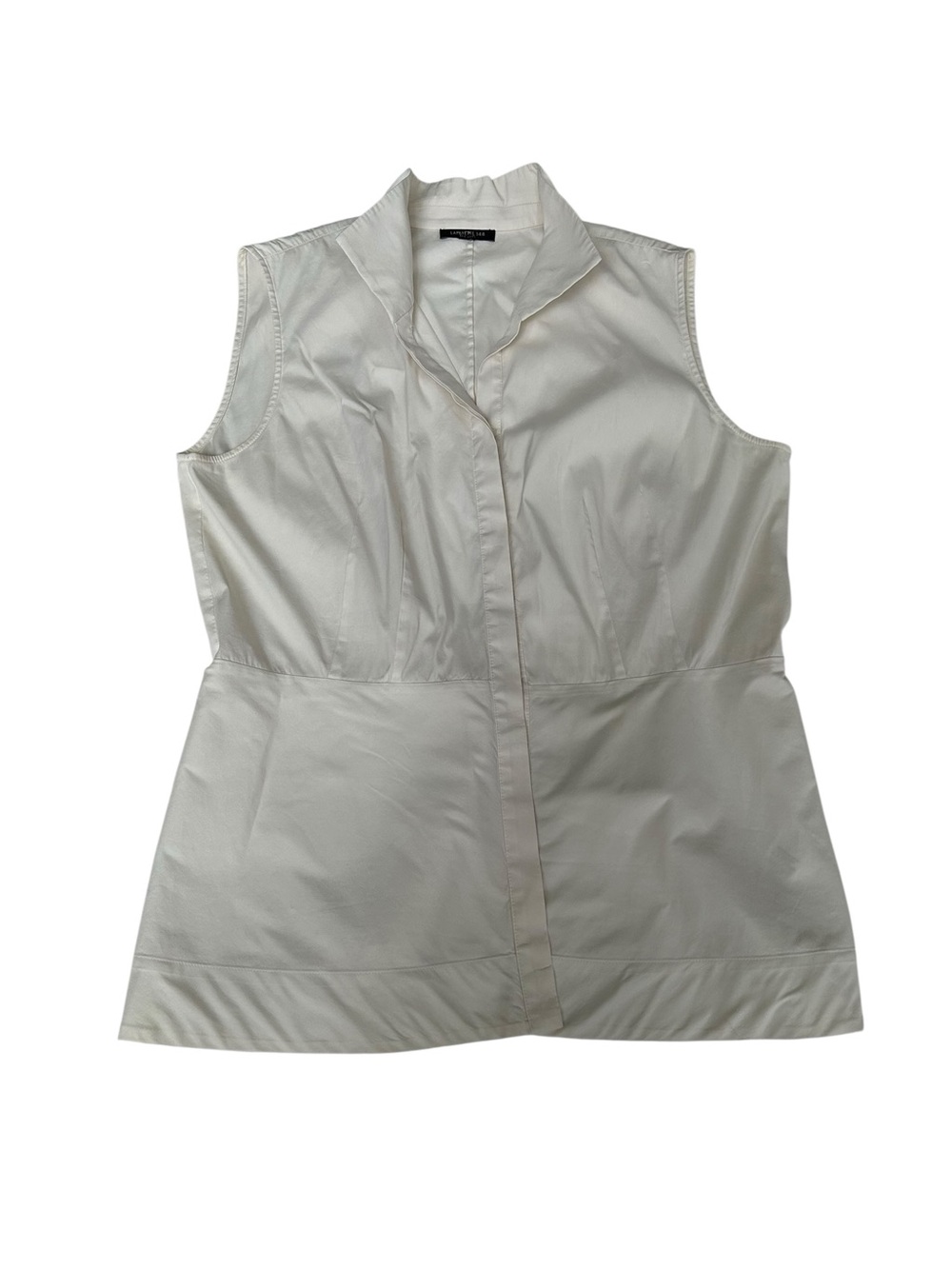 Lafayette 148 Sleeveless Button-Front Sleeveless White Shell Top
